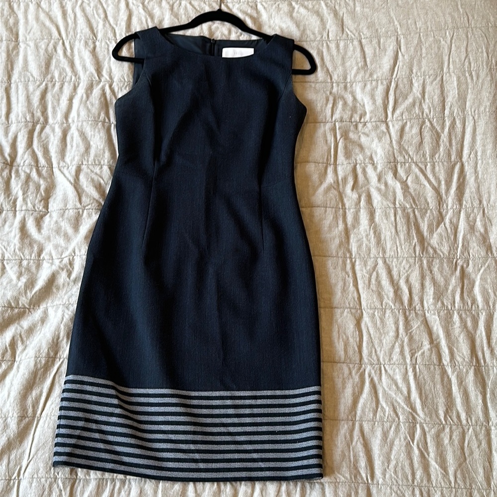 Hugo Boss | Blue w/Bottom White Stripe Dress | Sleeveless | Size 4 | Like New!